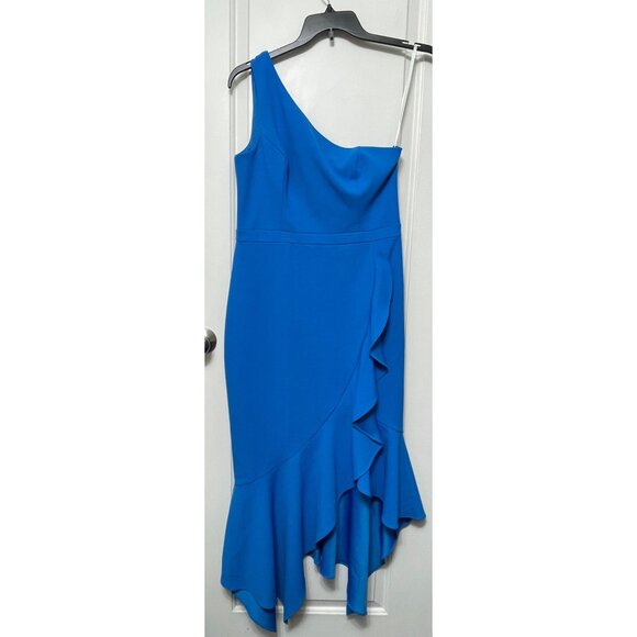 New XSCAPE Women's One-Shoulder High-Low Dress in Blue Size 12 - Picture 4 of 11